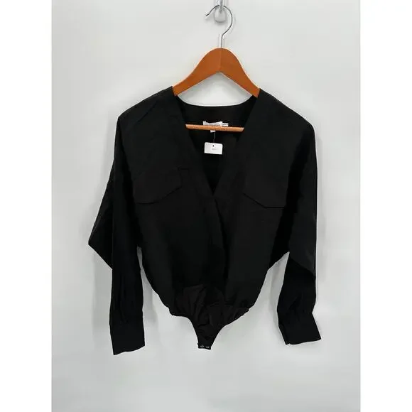 GOOD AMERICAN NWT Utility Surplice Bodysuit in Black // Medium - Picture 4 of 14